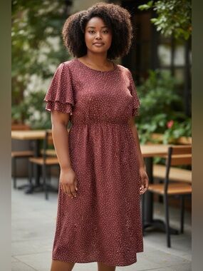 NWT: BloomChic size 22/24 Women's Polka Dot  Dress - layer flutter Short Sleeve